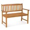 Costway Patio Acacia Wood Bench 2-Person Slatted Seat Backrest 800 Lbs Outdoor Natural